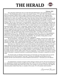 February 2015 - Heritage Presbyterian Church