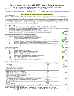 General Course Syllabus for GEL 1010 Physical Geology SPRING
