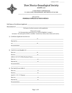 Primeras Familias Application - New Mexico Genealogical Society