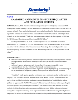APC 2014 10K - Earnings Release - Anadarko Petroleum Corporation