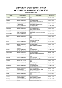 USSA Roster 2015 - University Sports South Africa