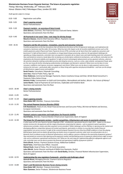 Westminster Business Forum Keynote Seminar: The future of payments