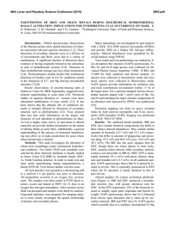 partitioning of iron and trace metals during isochemical