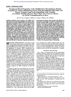 Peripheral Blood Progenitor Cells Mobilized by Recombinant