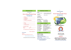 Recent Advances in Solar Energy Recent Advances in Solar Energy