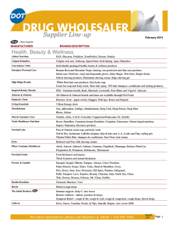 Drug Wholesaler Supplier Lineup