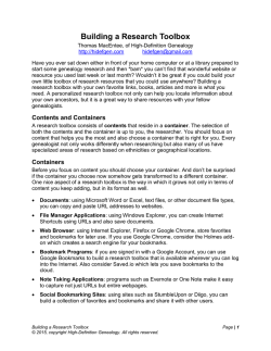 Building a Research Toolbox