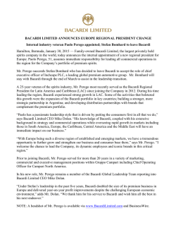 BACARDI LIMITED ANNOUNCES EUROPE REGIONAL