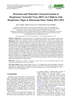 Detection and Molecular Characterization of Respiratory Syncytial