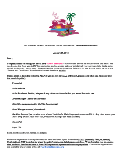 Artist Letter - Sunset Sessions