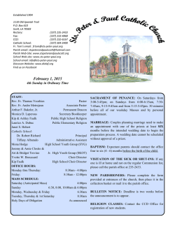 February 1, 2015 - Sts. Peter and Paul Catholic Church