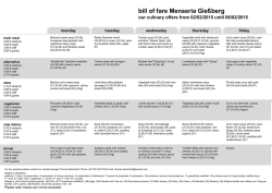 bill of fare Menseria Gie&szlig;berg