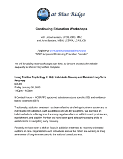 Workshop List - continuingeducationwnc.org