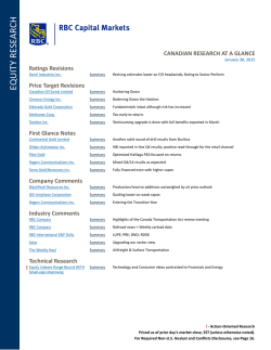 Canadian Research at a Glance - Investor Village: Stock Message