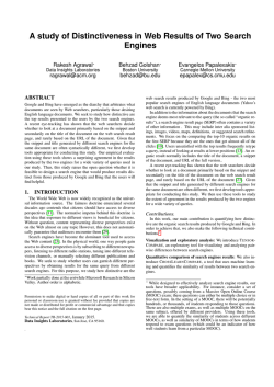A study of Distinctiveness in Web Results of Two Search Engines