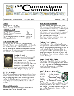 Connection Newsletter - Cornerstone Christian Church, Vero Beach