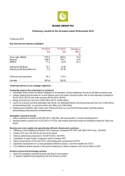 Preliminary Announcement - Final FY14