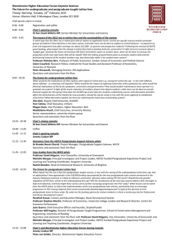 Westminster Higher Education Forum Keynote Seminar The future for