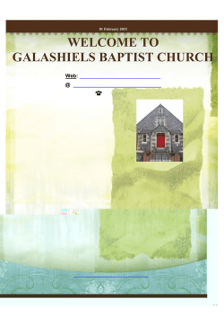 WELCOME TO GALASHIELS BAPTIST CHURCH
