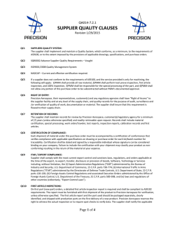 SUPPLIER QUALITY CLAUSES - Precision Machine Manufacturing