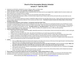 Church of the Assumption Ministry Schedule January - April 2015-