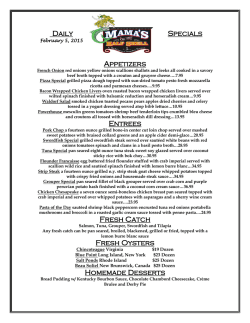 Daily Specials Appetizers Entrees Fresh Catch Fresh Oysters