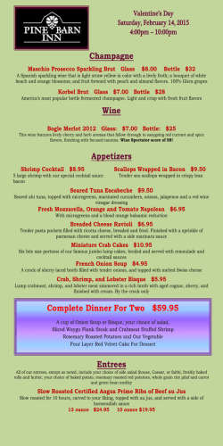 Champagne Wine Appetizers Entrees Complete