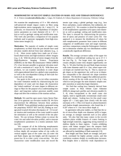 Morphometry of Recent Simple Impact Craters on Mars