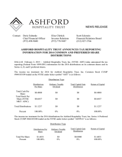 NEWS RELEASE - Ashford Hospitality Trust