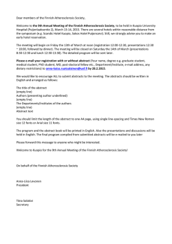 Dear members of the Finnish Atherosclerosis Society