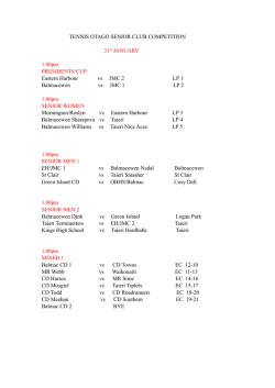 31st JAN TENNIS OTAGO SENIOR CLUB COMPETITION