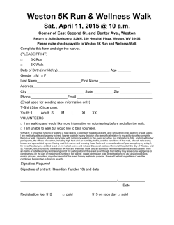 2015 Weston 5K Registration - Stonewall Jackson Memorial Hospital