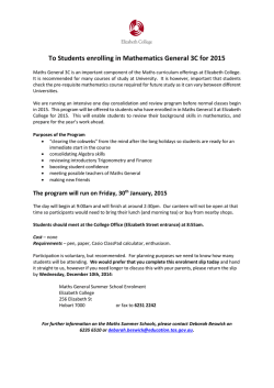 To Students studying Maths Methods 4 and their Parents