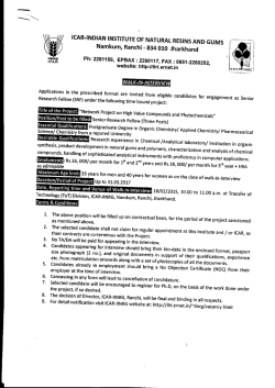 Walk in interview for appointment of 3 SRF under Network Project