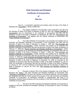 Sixth Amended and Restated Certificate of