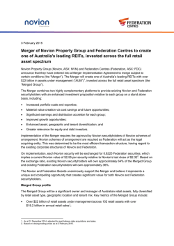 Merger of Federation Centres and Novion Property Group (1 MB)