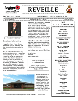 a copy of the latest reveille - ROYAL CANADIAN LEGION Br. #86
