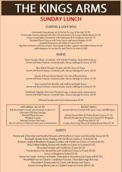 Sunday Menu - Kings Arms