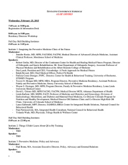 AS OF 1/05/2015 Wednesday, February 25, 2015 7:00 a.m. to 5:00