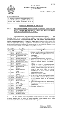 BY UMS No. F. 4-117/2014-R FEDERAL PUBLIC SERVICE