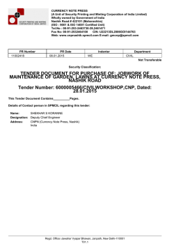 TENDER DOCUMENT FOR PURCHASE OF: JOBWORK OF