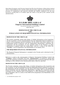 DESPATCH OF THE CIRCULAR AND PUBLICATION