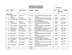 Commerce Selected Candidate Merit