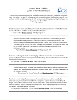 Catholic Social Teaching Quotes on Poverty and Hunger