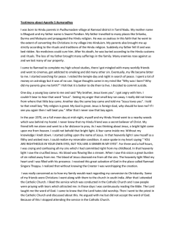 Testimony about Apostle S.Kumaradhas I was born to Hindu parents