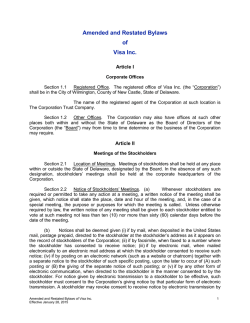 Amended and Restated Bylaws of Visa Inc.