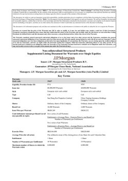 Non-collateralised Structured Products Supplemental