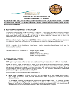 RFM Vendor Guidelines - Renton Farmers Market