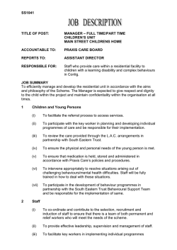 SS1041 TITLE OF POST: MANAGER &ndash; FULL TIME