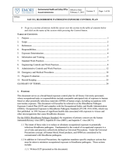 Bloodborne Pathogens Exposure Control Plan